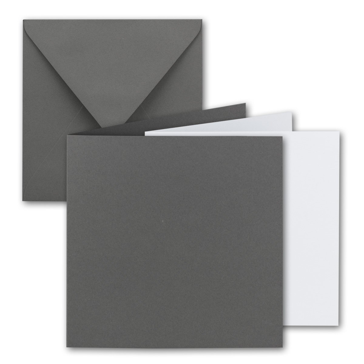 FarbenFroh by GUSTAV NEUSER 20x Square Folding Card Set 15 x 15 cm with Envelopes & Inserts Graphite