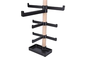 Bewinner Cycling Gear Storage Rack Sturdy Wooden Organizer for Sunglasses Helmet Bike Computer Keys for Home Living Room Blac