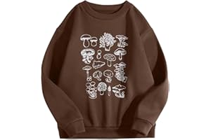 TURILLY Vintage Graphic Sweatshirts for Women Crewneck Casual Comfy Loose Long Sleeve Mushroom Chart Printed Pullover Tops