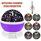 Night Lighting, 3 Modes Rotating Star Light Projector 4LED Romantic Night Lamp Projection, Cosmos Star Sky Moon Lamp Projector for Kids Baby Bedroom, Christmas Gifts BY Noza Tec (Purple)