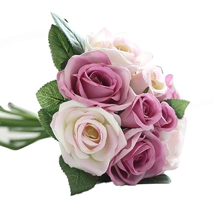 Uevos Artificielle Fausse élégante Fleur Romantique éternelle Soie Fleurs Feuille Rose Mariage Bouquet De Décor Floral1 Bouquet 9 Têtes