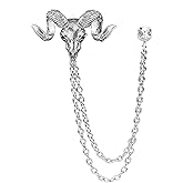 Vintage Animal Tassel Chain Lapel Pin for Men Women - Punk, Buck, Suit, Tie - Deer, Ram, Owl Rhinestone Collar Chain Pin for Boyfriend Gifts