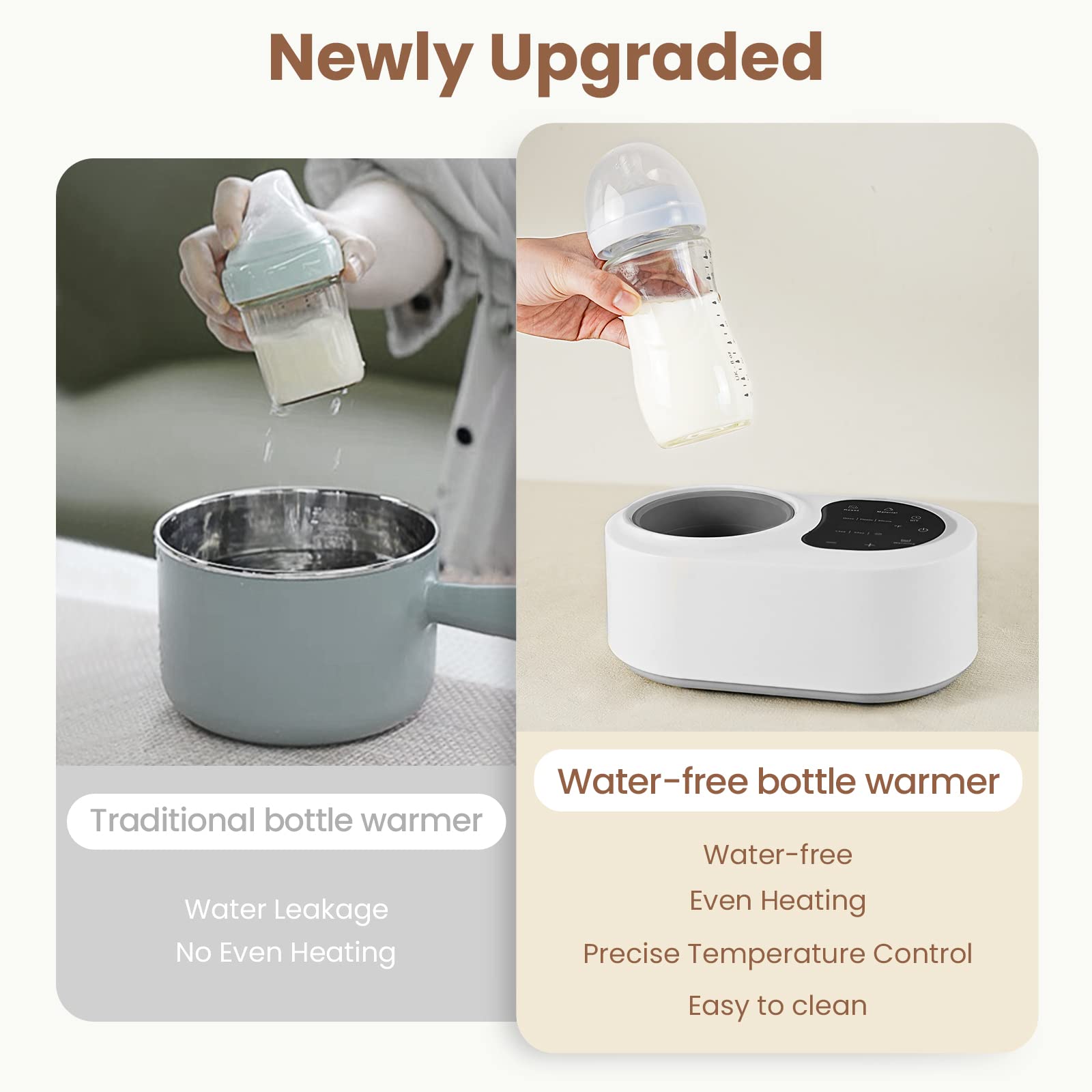 Hopebig Bottle Warmer Upgraded 7-in-1 Water-Free Bottle Warmer for Breastmilk or Formula Baby Bottle Warmer Milk Warmer with LED Display Accurate Precise Temperature Control and Timer