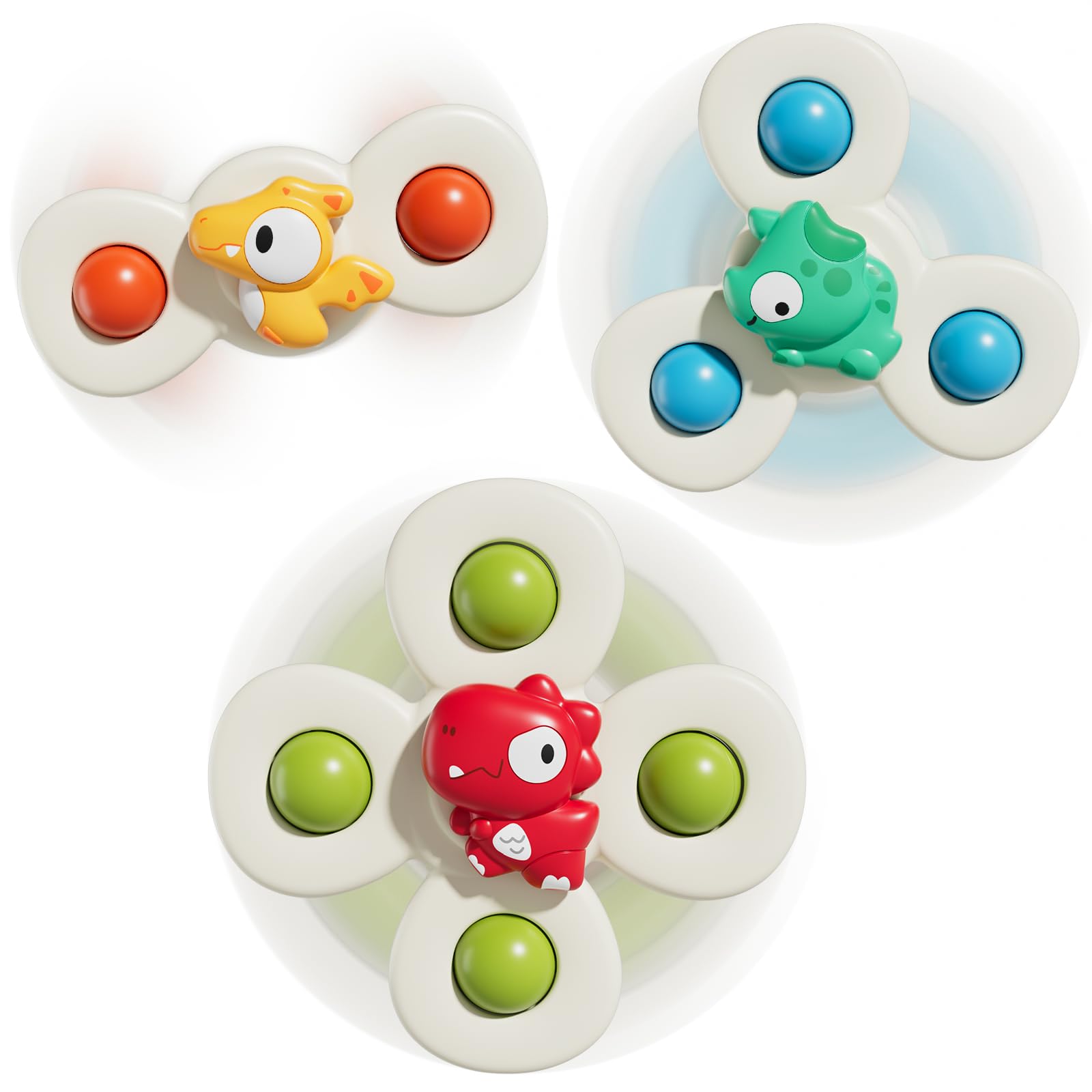 Photo 1 of CalfQueen Dinosaur Suction Cup Spinner Toys for Kids Ages 1-3, Fidget Spinner Toys for 1 Year Old Boy Girl 12 Months Gifts, Sensory Bath Toy for Toddlers and Infants Birthday Christmas Baby Gift