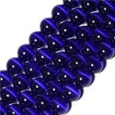 8mm Round Dark Blue Cat Eye Beads Strand 15 Inch Jewelry Making Beads