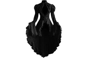 Tapanet Women Lace Gothic Corset Dress Halloween Party Steampunk Dress Corset Jacket Victorian Pirate Renaissance Frock Coat
