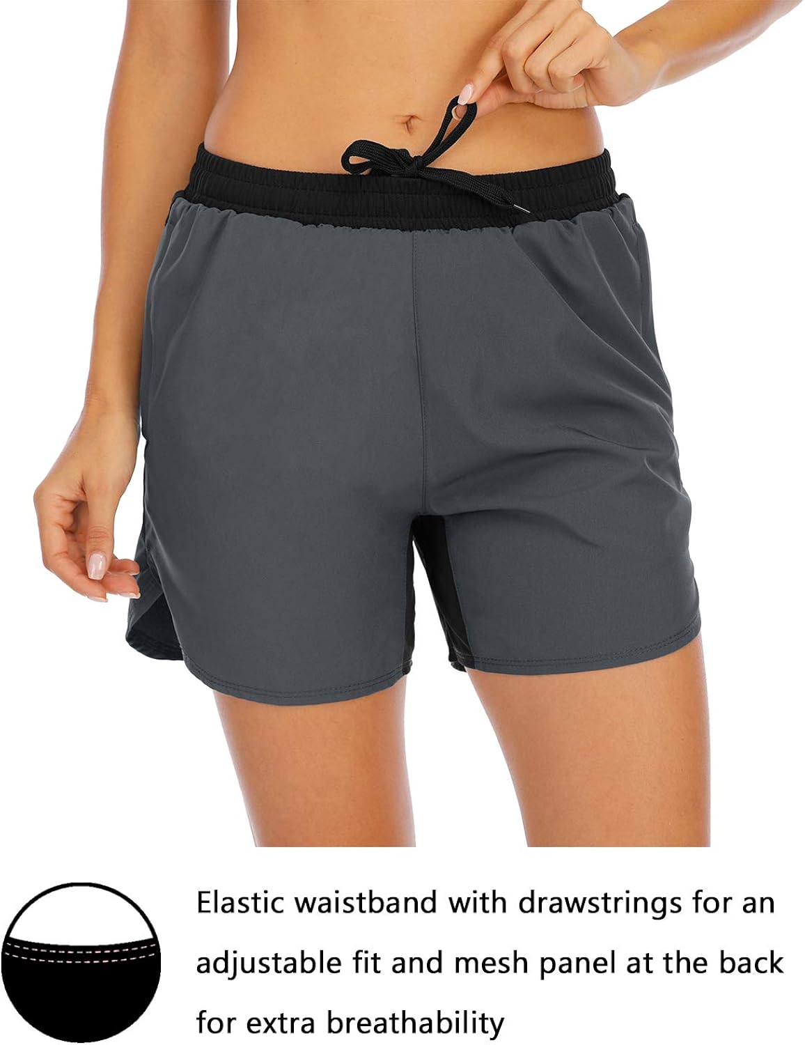 XIEERDUO Women's 5'' Workout Running Shorts with Mesh Liner Zipper Pockets Gym Training Quick Dry: Clothing