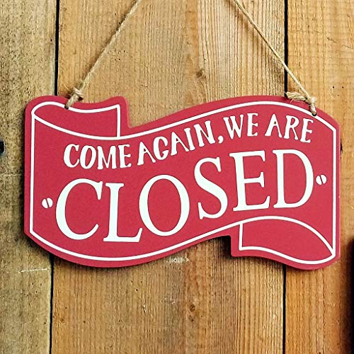 GKanMore Wooden Open Closed Sign Double Sided Wood Door Plaque Hanging Sign for Home Store Business