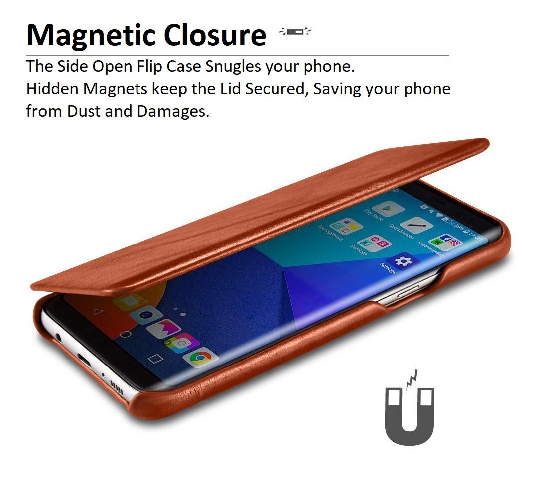 Samsung Galaxy S8 Plus Leather Case - Genuine Leather Vintage Folding Flip Case with Magnetic Closure - Protective Cover for Galaxy S8 Plus 6.2 Inch