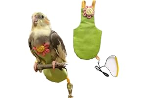 BARN ELEVEN Bird Diaper Harness Flight Suit Clothes with Flying Leash for Parrots Cockatiel Pet Birds, Parrot Clothes, Bird Training Nappy Suit Liners Clothes (Medium,Green)