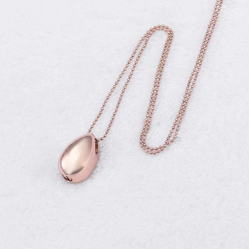 Cremation Necklace for Ashes Keepsake Necklace Pendant Chain Silver/Gold/Rose Gold/Black 316L Stainless Steel Blank Water Drop Memorial Urn Pendant Ashes Holder Keepsake Cremation Necklace-C
