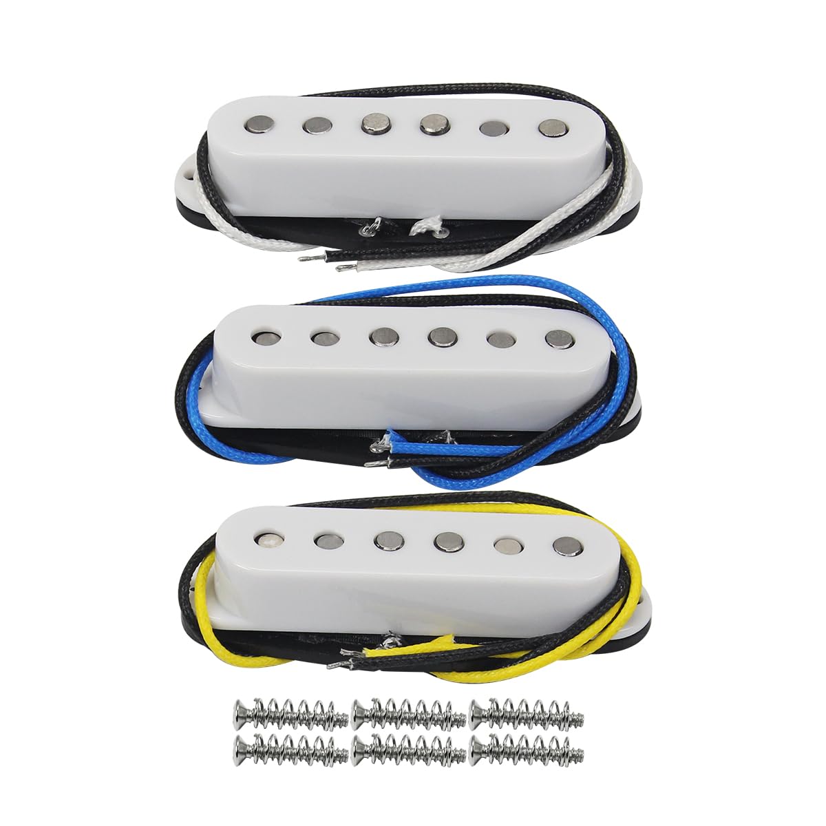 FLEOR Single Coil Pickup Alnico 5 ST Pickups Guitar Neck/Middle/Bridge Pickups Staggered for SQ ST Pickups Replacement, White