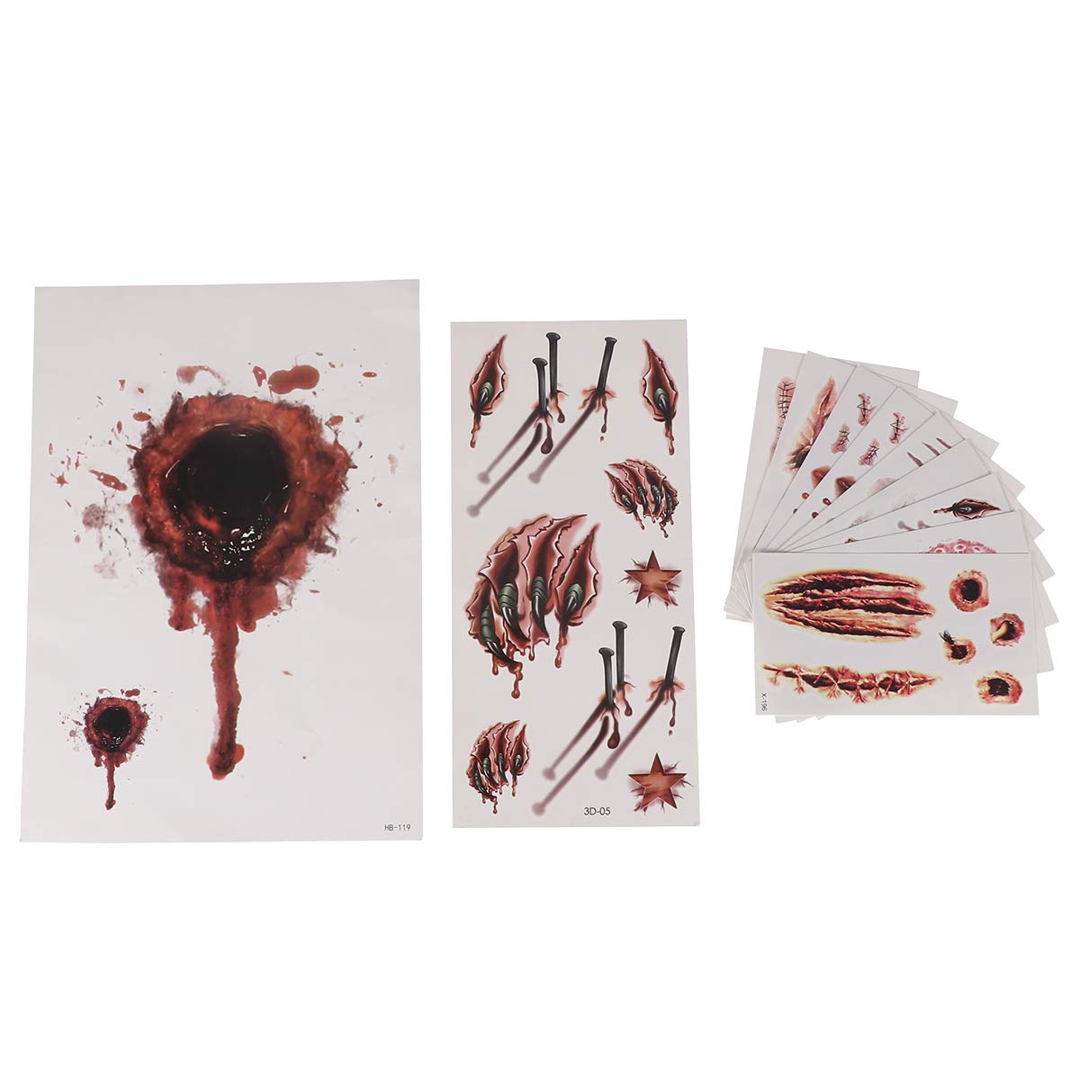 Amazon Com Supvox 11 Sheets Halloween Temporary Tattoos Bleeding Wound Scar Zombie Vampire Tattoo Sticker For Party Cosplay Costume Look Real Flash Waterproof Temporary Tattoo Beauty