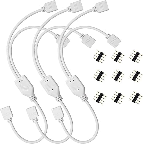tira de led conector cable divisor jackyled 1 a 2 divisor 4 pin para 5050 3528 rgb tira de luz led con 9 conectores macho 4 pines para paquete de 3