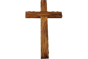 Holy Land Market Ready to Hang Wall Decor Bethlehem Olive Wood Cross - 14 Inches with Certificate & Prayer Card