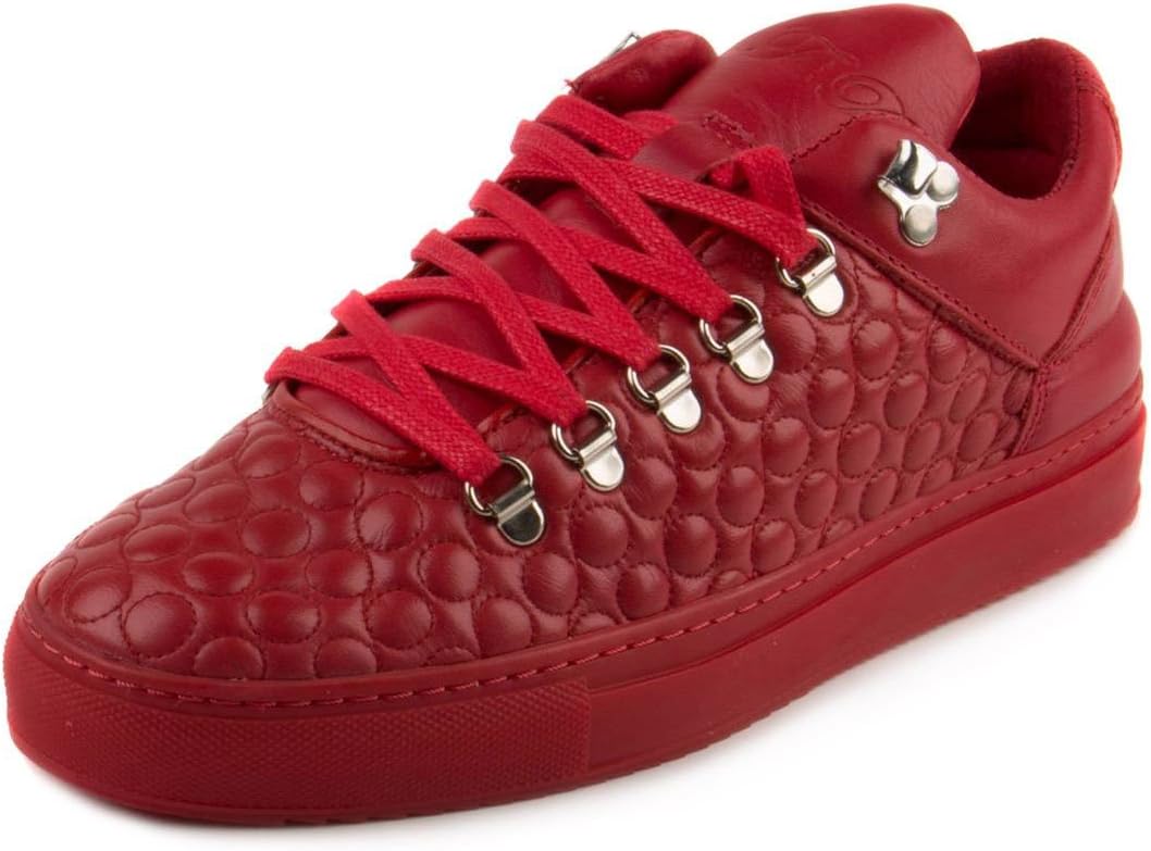 FILLING PIECES Mens Mountain Cut AW15 Quilted Circles Red Red Leather