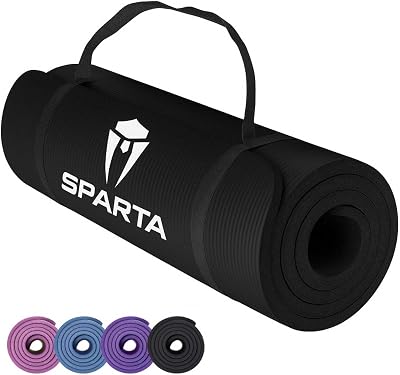 Sparta NBR Yoga Mat 10mm Extra Thick Non-Slip Large with Carry Strap Black