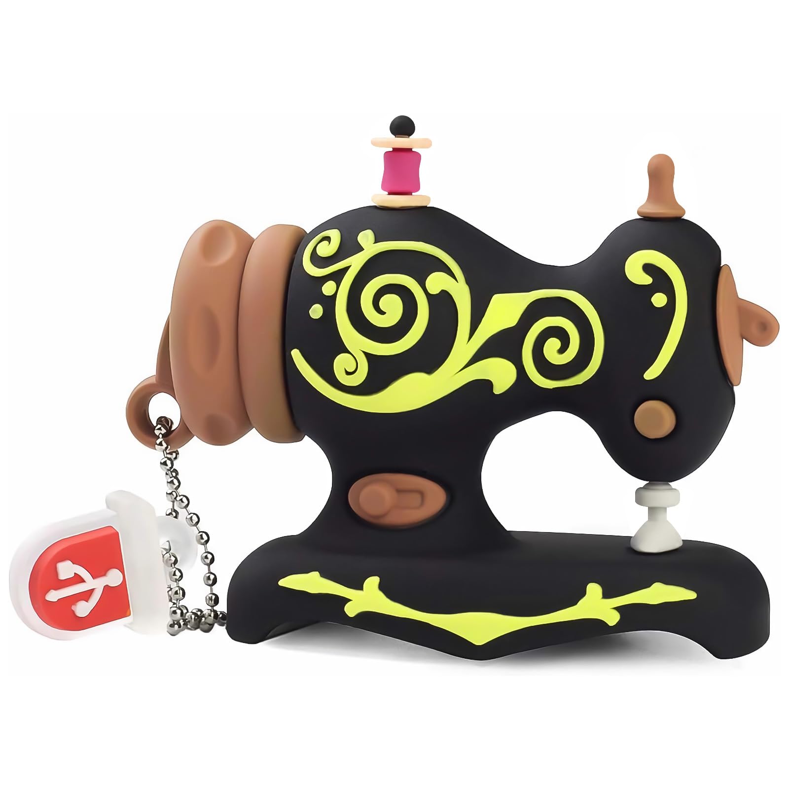 BORLTER CLAMP 32GB USB Flash Drive Cute Cartoon Sewing Machine Model Memory Stick, Gift for Students and Children, Black