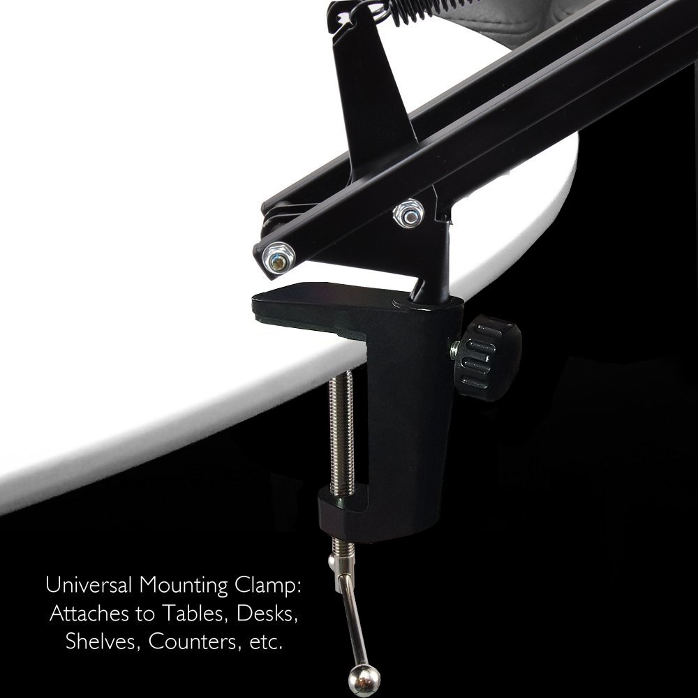 Microphone Arm Stand, URMI Microphone Suspension Boom Scissor Arm Stand Mic Clip Adjustable Boom Studio Scissor Arm Stand with Mic Clip Holder and Table Mounting Clamp for Blue Yeti Snowball Microphone