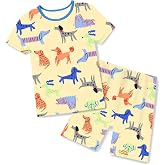 babee Reshinee Bamboo Viscose Toddler Boys Pajamas Set, Short Sleeve Kids | Boys &amp; Girls 2-Piece Snug Fit PJs, 12M-8Y, Cool Summer Sleepwear, Breathable, Stretchy, Tagless, Buttery Soft, Cozy Jammies