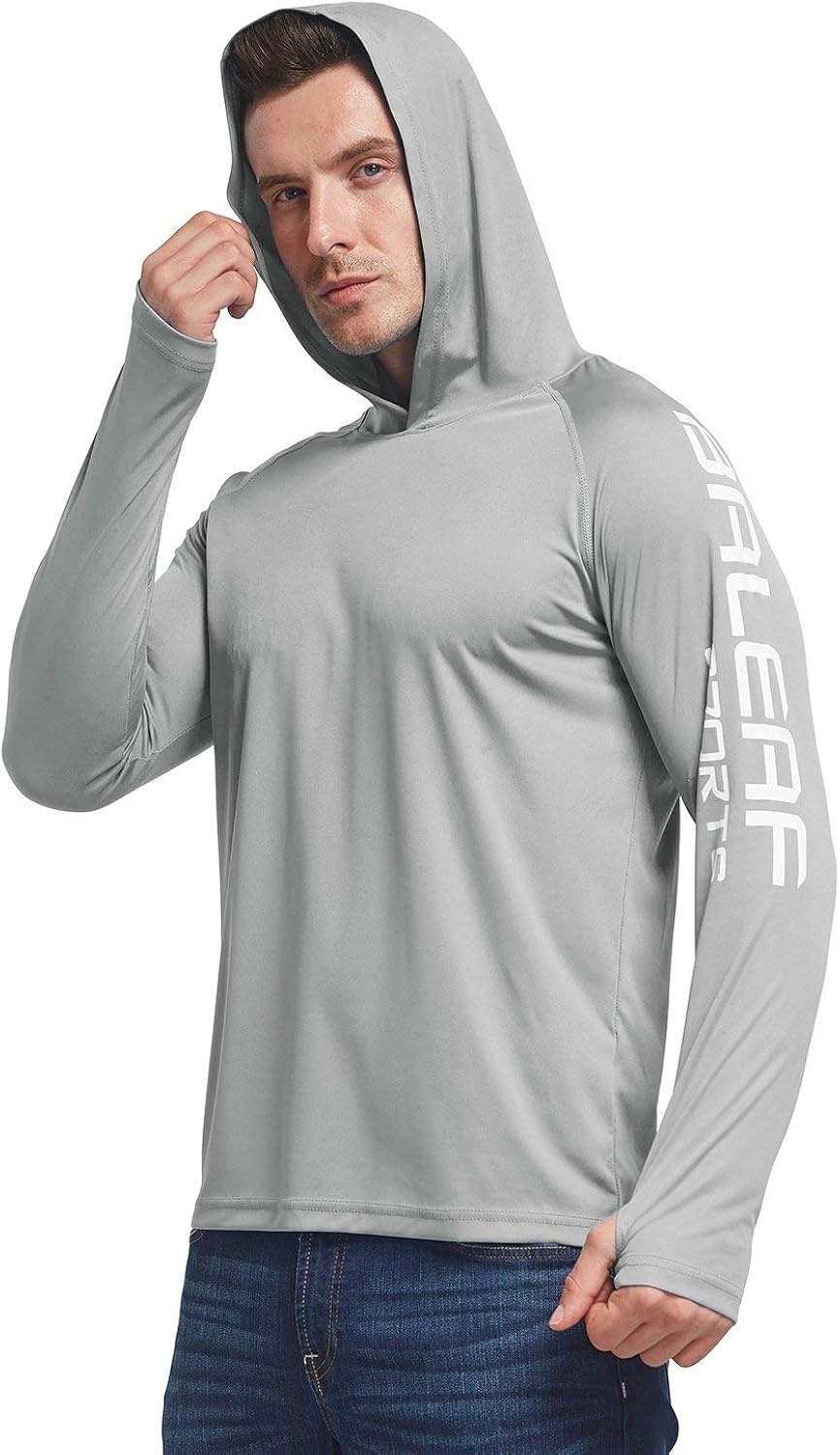 BALEAF Men's UPF 50+ Sun Protection Hoodie Long Sleeve SPF/UV Dri Fit Lightweight Fishing Workout Thumbholes Shirt: Clothing