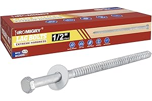 HROMIGRY 1/2" x 10" Lag Bolts (10 Pcs) Lag Screws for Wood, Hot Dip Galvanized, Hex Head with Washers
