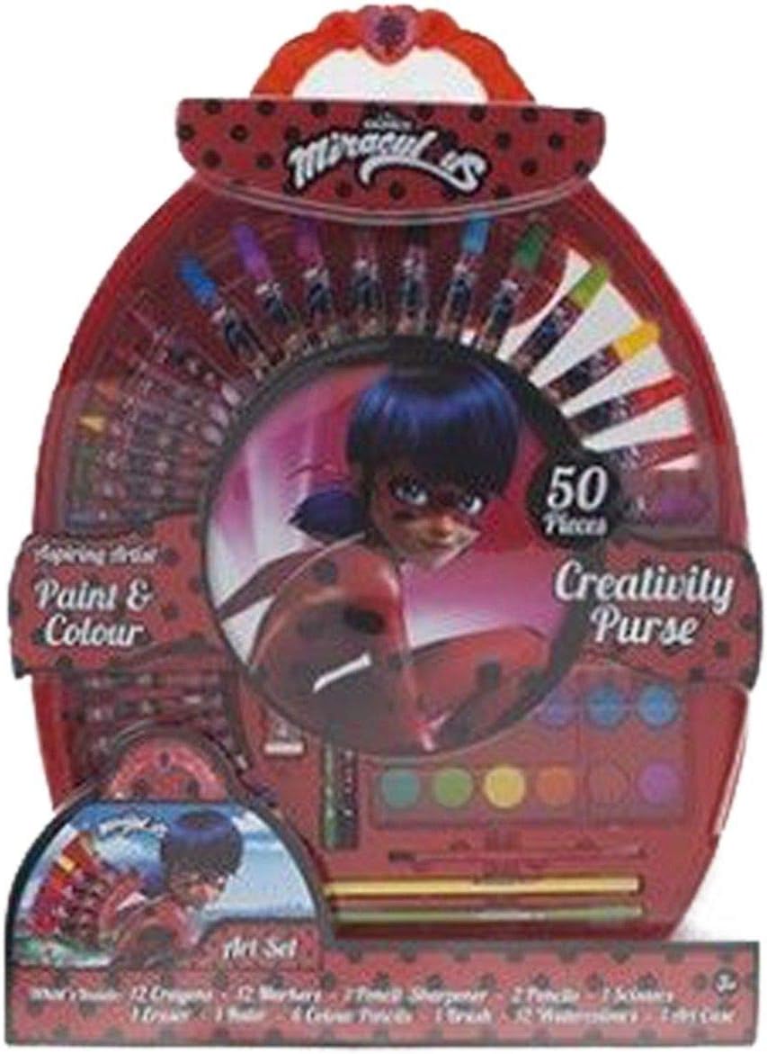 Lady Bug,Shimmer & Shine Colouring Activity Travel Carry Along Paint Set Kids 3+y (Miraculous Art Set)