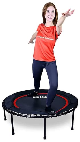 LEAPS REBOUNDS: Rebounder Fitness Trampoline Full-Size Protective Mat  Minimal Joint Impact High-Calorie Burn Improve Cardio, Balance, and 