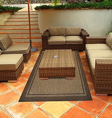 Amazon Com Gertmenian 48129 Brown Jordan Prime Label Outdoor Furniture Rug Furman Collection Sisal Woven Modern Patio Rugs Dark Brown 5 25 X 7 5 Standard Garden Outdoor