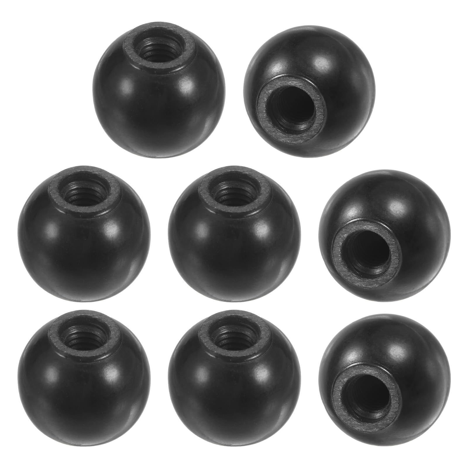 M METERXITY 8-Pack Threaded Ball Knobs, M4 Female Thread 12mm Dia. Thermoset Ball Knob for Lathe/Machine/Lawn Mowers, Round Phenolic Lever Handle [Black]