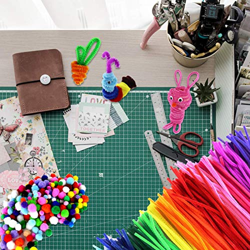 LOKiVE Craft Pipe Cleaners,280 Pcs Chenille Stems Pipe Cleaners Craft Bulk Pipe Cleaners 120 Pair Googly Eyes Rainbow Wooden Popsicles DIY Art for Kids Crafts