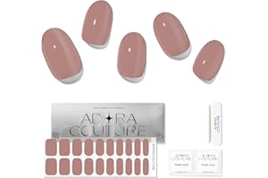 Adora Couture Semi Cured Gel Nail Strips with 20 Pieces, Salon Quality Nail Wraps for Women, Mocha Latte Solid Glossy UV Gel Nail Stickers, UV Light Required, Mocha Latte
