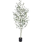Bellacat 6ft Artificial Quince Leaf Tree with Realistic Trunks, 72in Faux Quince Leaf Tree with Lifelike Leaves for Garden, Home, Living Room Decor