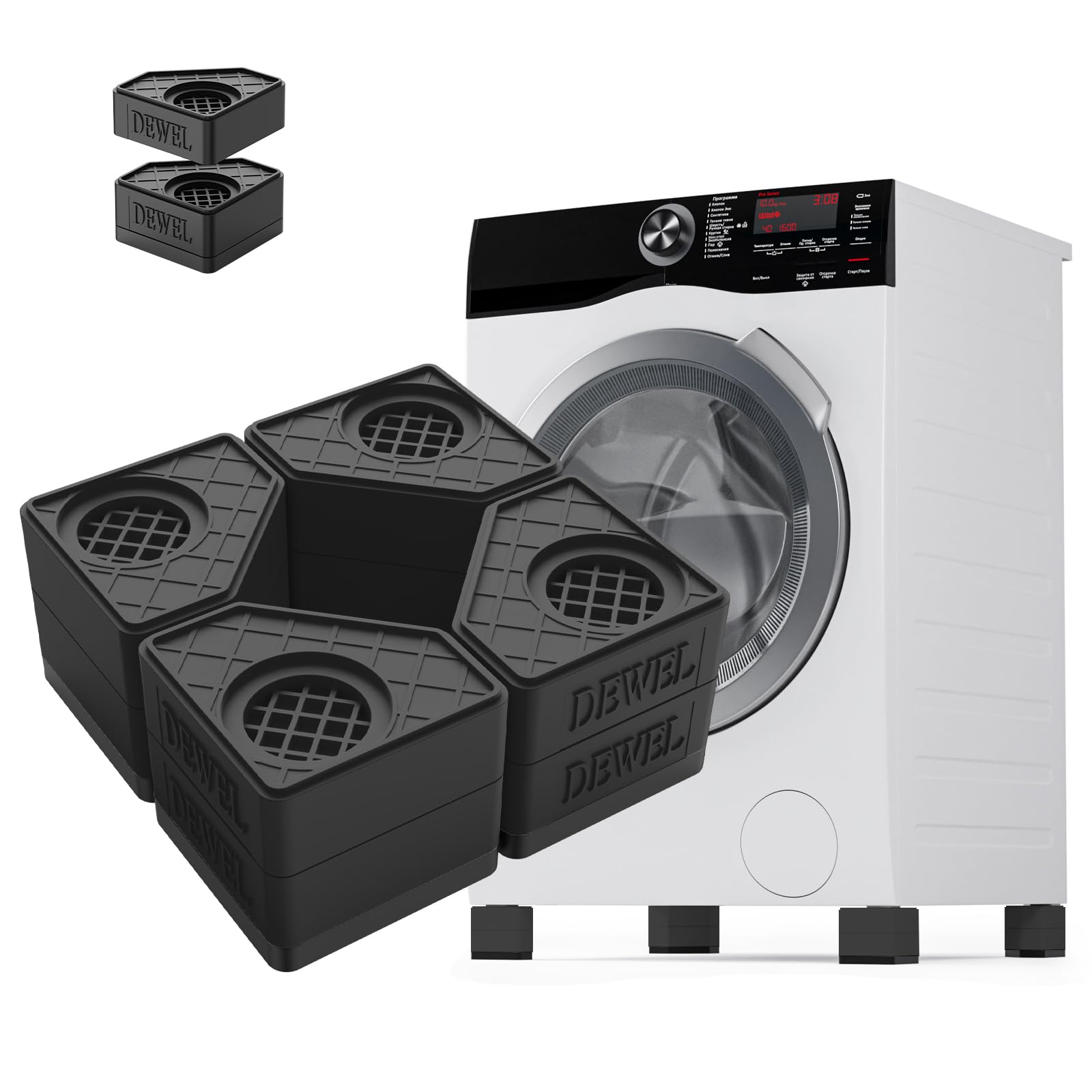 Photo 1 of ***MISSING PARTS***
SEISSO Anti Vibration Pads for Washing Machine Support, Pedestal for Washer and Dryer with 1100 lbs Weight Capacity, Double Heighten Washing Machine Foot Pads for Anti Slip Protect Laundry Room Floor