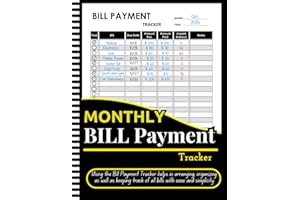 Bill Payment Tracker: Monthly Bill Payment Checklist For Budgeting Financial Log Book