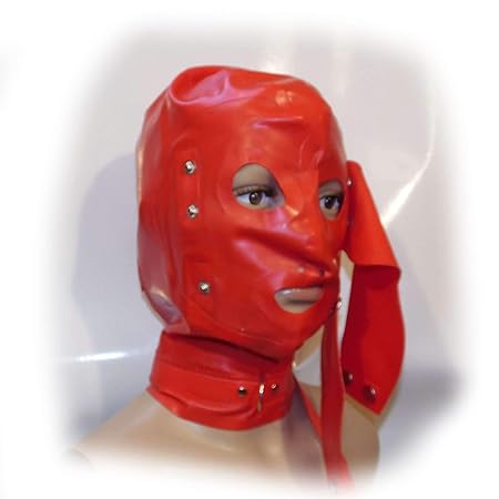 Latex Mask Eyes and Mouth Gags Druckknöpfe und Schnallen Size:L