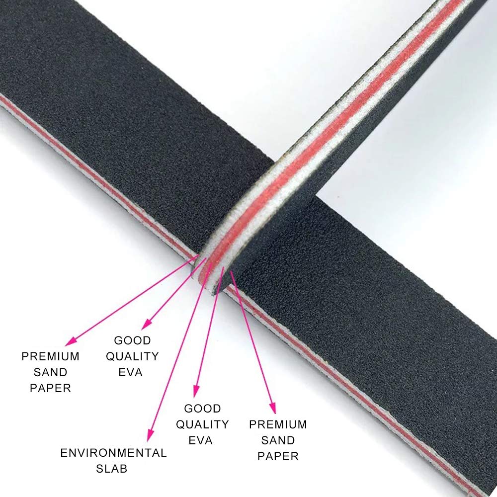 10PCS Professional Nail File Set, Nail Files & Buffers, Double Sided Emery Board (100/180 Grit) - Nail Buffering Files for Home and Salon Use, Professional Nail Files for Acrylic False Nails : Beauty