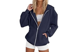 Zip Up Hoodies for Women Lightweight Oversized Long Sleeve Sweatshirts 2025 Fall Casual Athletic Jackets with Pocket