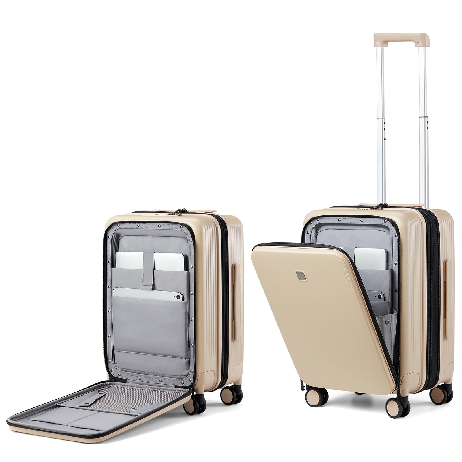 Photo 1 of ***CODE 000*** Hanke Grace Expandable Carry On Luggage with Wheels Airline Approved Hard Shell Suitcases with Front Pocket?Top Opening Luggage with TSA Lock for Short Business Travel, Cuban Sand. 20 INCH