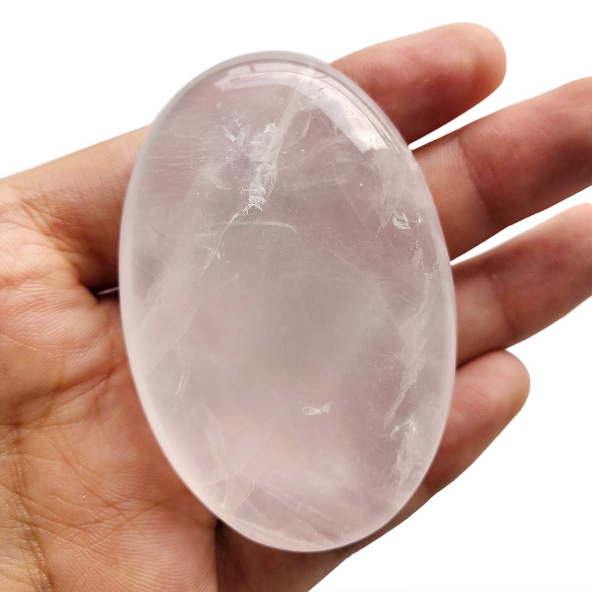 Lovionus89 Rock Quartz 60mm Crystal Palm Stone - Polished Semi-Precious Worry Stone for Anxiety Relief, Meditation, Stress, Healing Crystals