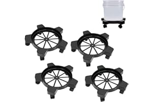CNQLIS 5 Gallon Bucket Dolly with 5 Smooth-Rolling Swivel Casters,75 lbs,No Tip or Spilling for 5 Gallon Bucket and Flowerpot,11" Inside Diameter，Black （4Pcs）