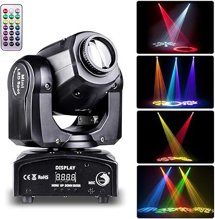 Amazon U King 50w ステージライト Led ムービングライトリモコン付き Dmx512 スポットライト Led 舞台照明 Rgbw ムービングヘッド 音声起動 自走 パーティー ディスコ 舞台 結婚式 クラブ 演出 用 ステージ機器 照明 楽器