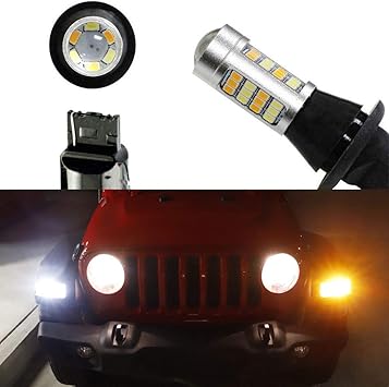 Amazon Com Ijdmtoy 2 Front Turn Signal Lamps 42 Diodes White Amber Led Daytime Running Light Led Blinker Conversion Kit Compatible With 2018 Up Jeep Wrangler Jl Sport Trim Automotive