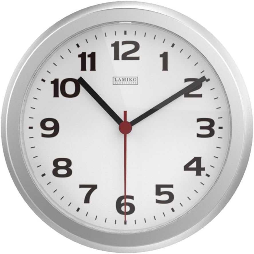 LAMIKO 10'' Non-ticking & Silent Wall Clock Noiseless Indoor Decorative Universal Clock ,Silver
