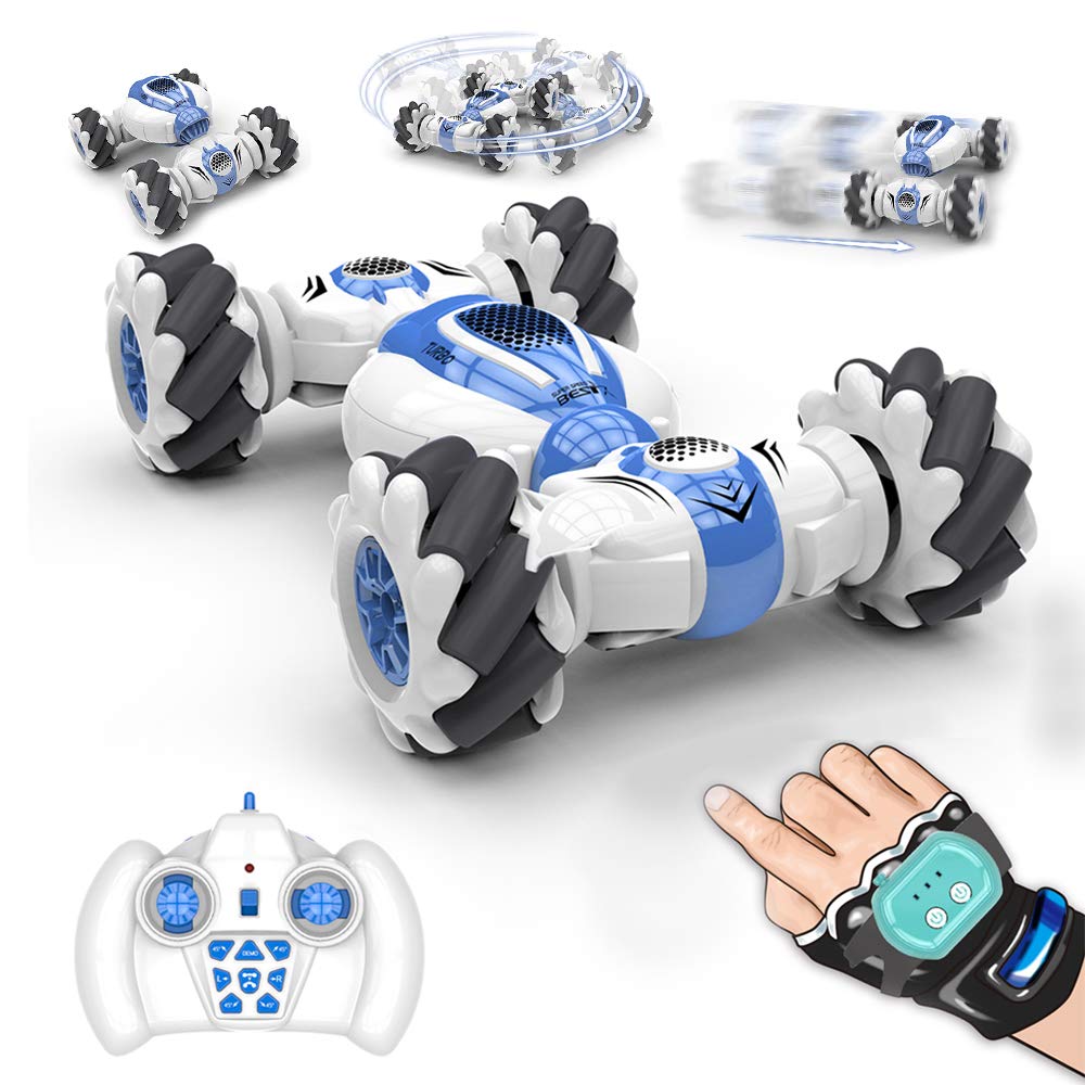 Goolsky Gesture Sensor Remote Control RC Stunt Car, Watch Deformable Electric Toy Cars All Terrain Speed 2.4GHz 4WD 360°Rotation Whirligig Off-road Vehicle Gift for Teen Birthday