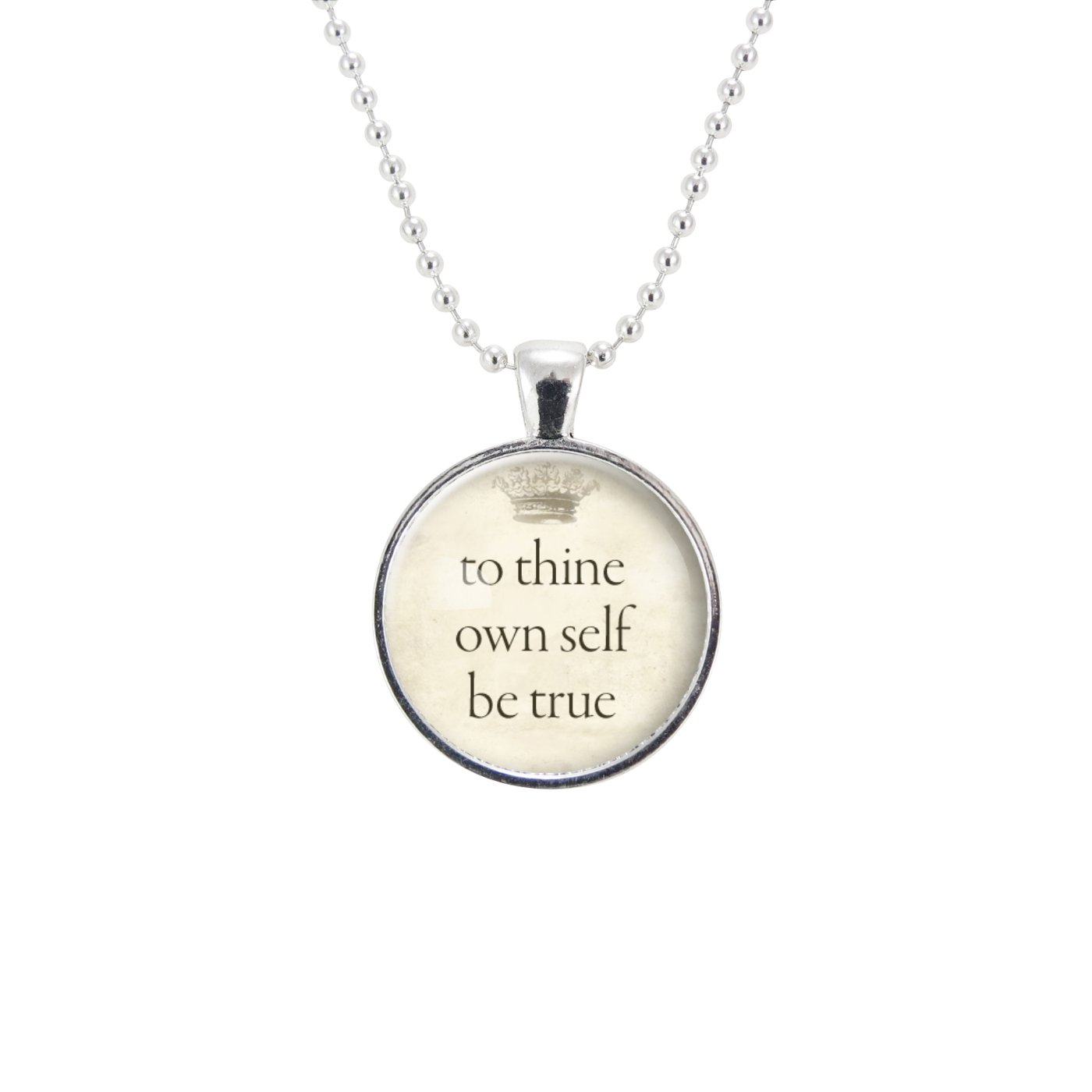 Amazon Com To Thine Own Self Be True Necklace William Shakespeare Quote Crown Pendant Handmade