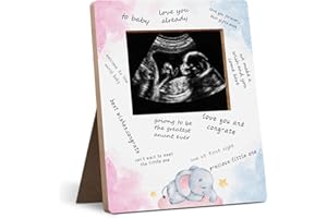 Hatzelou Asleep Elephant Baby Shower Sign Picture Frame, Baby Sonogram Picture Frame, Baby Shower Gender Reveal Gifts, Baby Shower Party Display, Pregnancy Milestone Keepsake 4.3 * 5.3 IN Photos