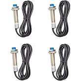 Haldzemo Inductive Proximity Sensor M12 LJ12A3-4-Z/BX Normally Open Detection Approach Switch 4mm NPN NO 3 Wire DC 6V-36V (4 Pack)