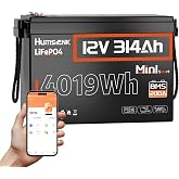 HumsiENK 12V 314Ah (300Ah) LiFePO4 Lithium Battery with Bluetooth – 4.19kWh Energy, 200A BMS, 15000+ Cycles, Low-Temp Protect