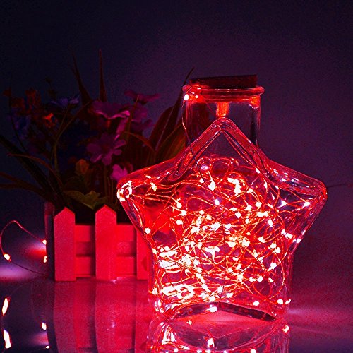 3 Pack,BOLWEO 10ft/3M 30 LEDs Red Battery Operated String Light,Battery Powered Christmas Lights,Indoor Outdoor Home Holiday Wedding Decorations-Red